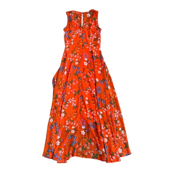 Calvin Klein Women’s Orange Floral Printed V Neck Sleeveless High Low Maxi Dress - Picture 8 of 8